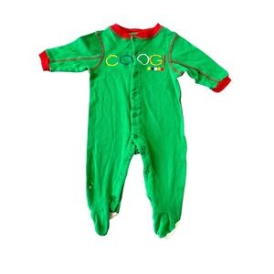 Coogi Baby Boys Green Red Cotton Footed Sleeper Romper One Piece 3-6M